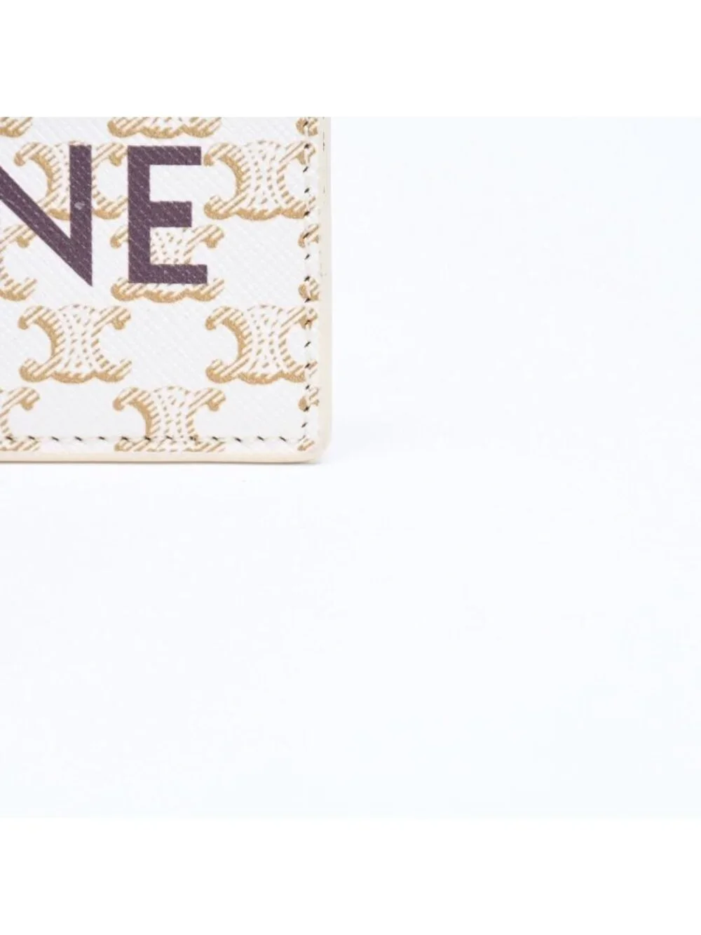 Celine Card Case Triomphe Canvas Brown White